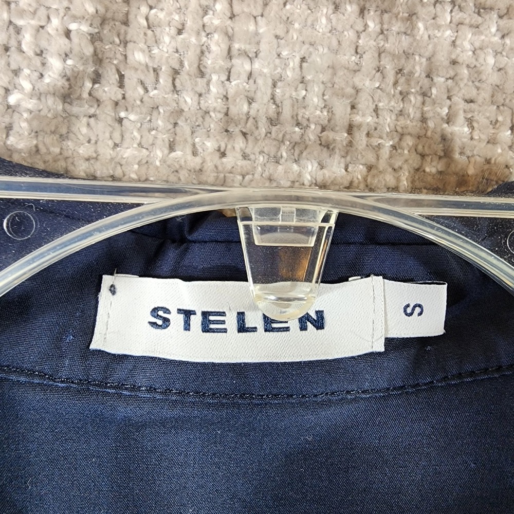 Stelen Knot Front Blouse Long Sleeve Womens S Navy 100% Cotton Button Up *Flaw - Picture 12 of 13